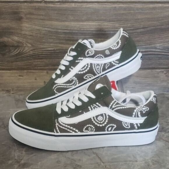 New Vans Old Skool Womens Peace Paisley Green Sneakers Size 7 Skater Grunge - Picture 3 of 10